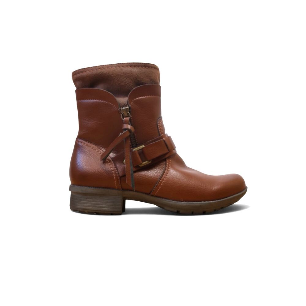 Clarks Brown Vegan Leather Riding Ankle Boot Riddle Avant Everyday Moto Sz 8